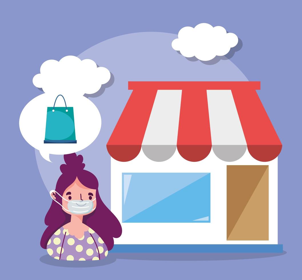 customer woman order in market ecommerce online shopping covid 19 coronavirus vector