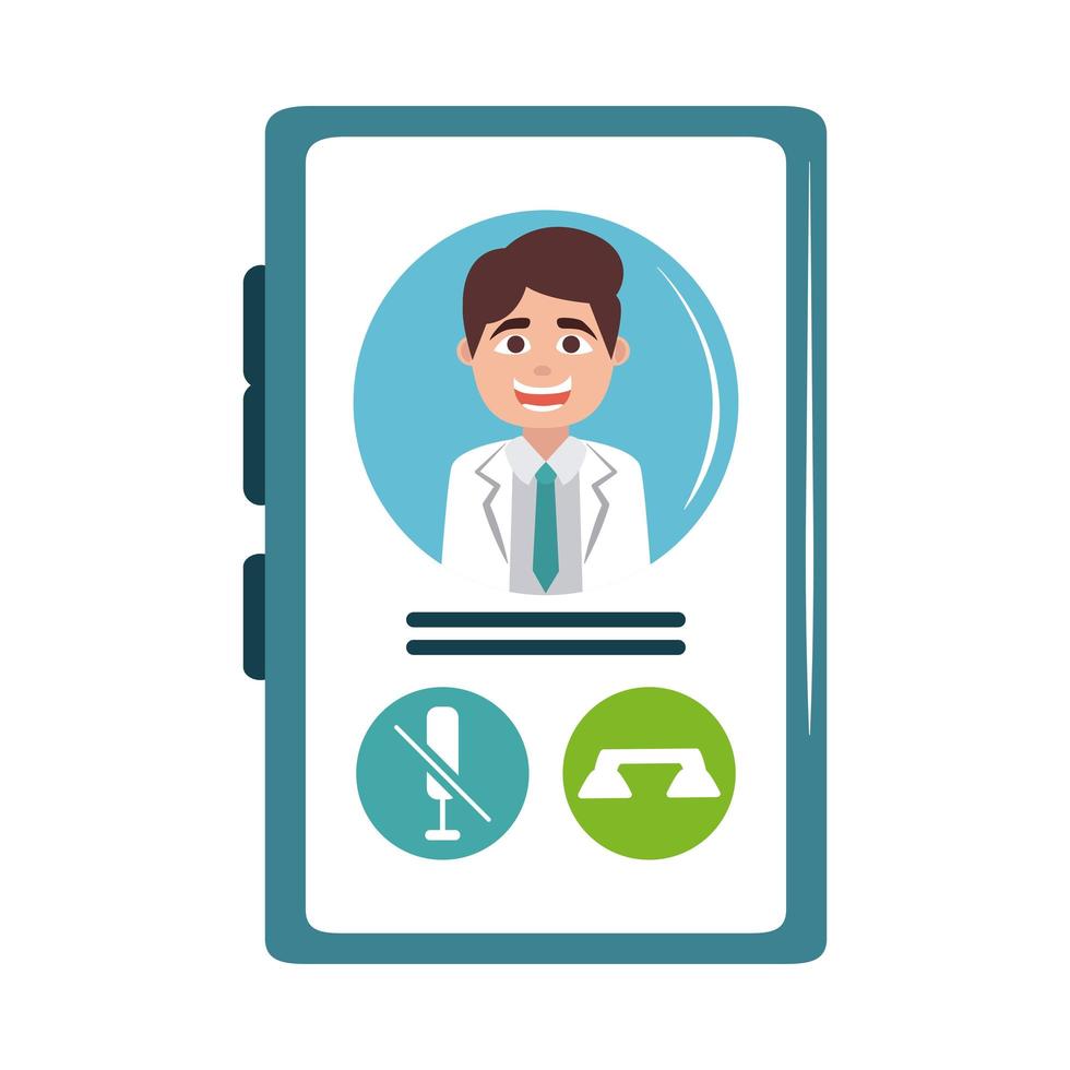 online doctor smartphone consultation call care flat style icon vector