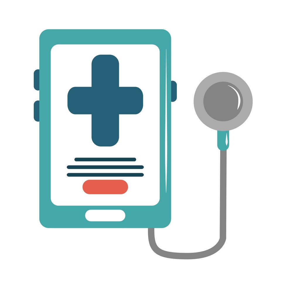 icono de estilo plano de atención médica de diagnóstico de teléfono inteligente médico en línea vector