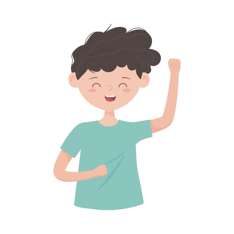 young man waving hand character isolated icon white background vector