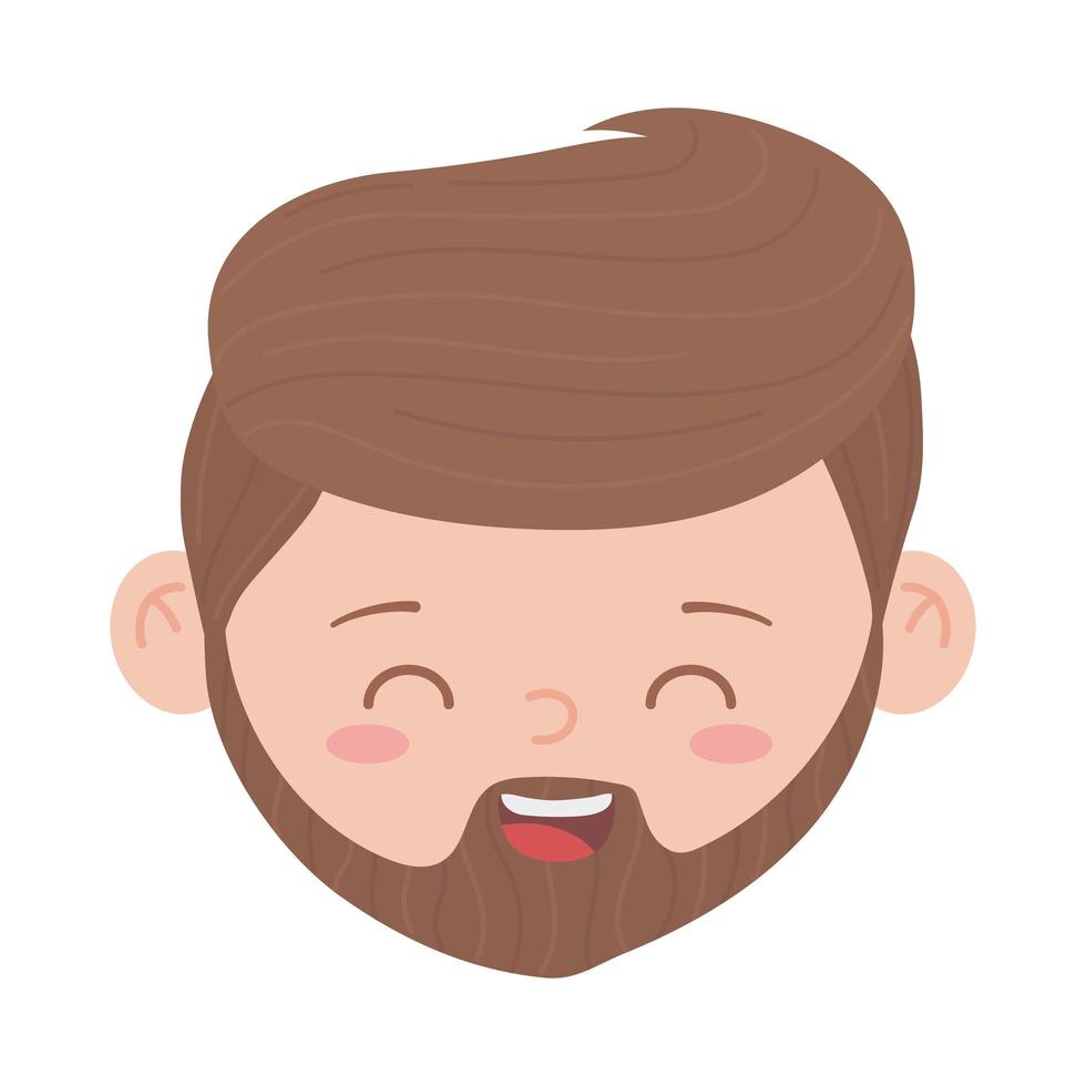 bearded man face character isolated icon white background vector