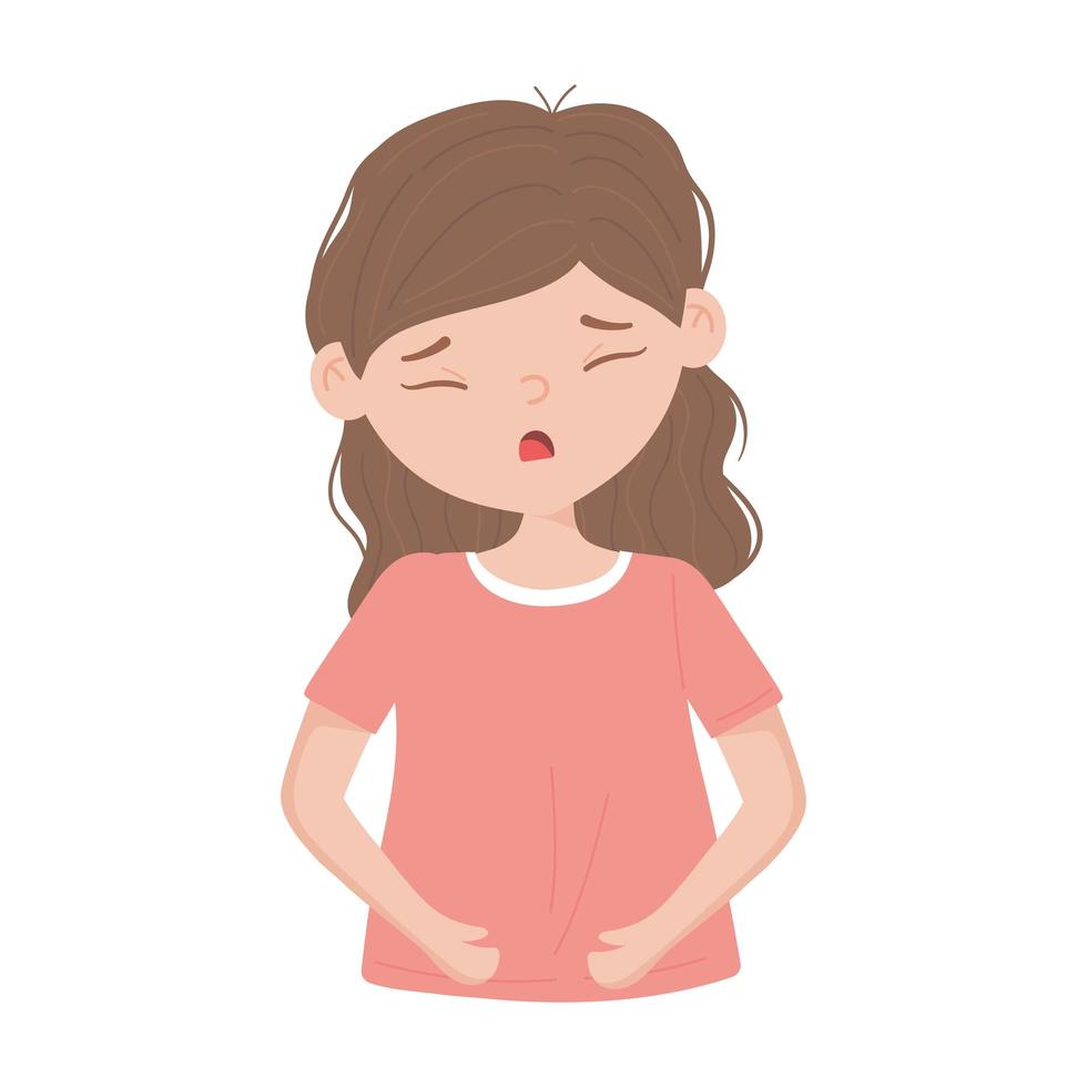 covid 19 coronavirus, sick girl with symptoms disease, isolated icon vector