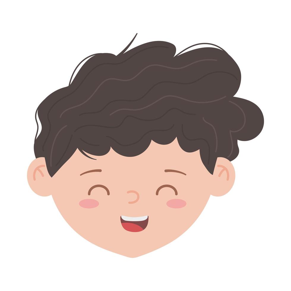 young boy face character isolated icon white background vector