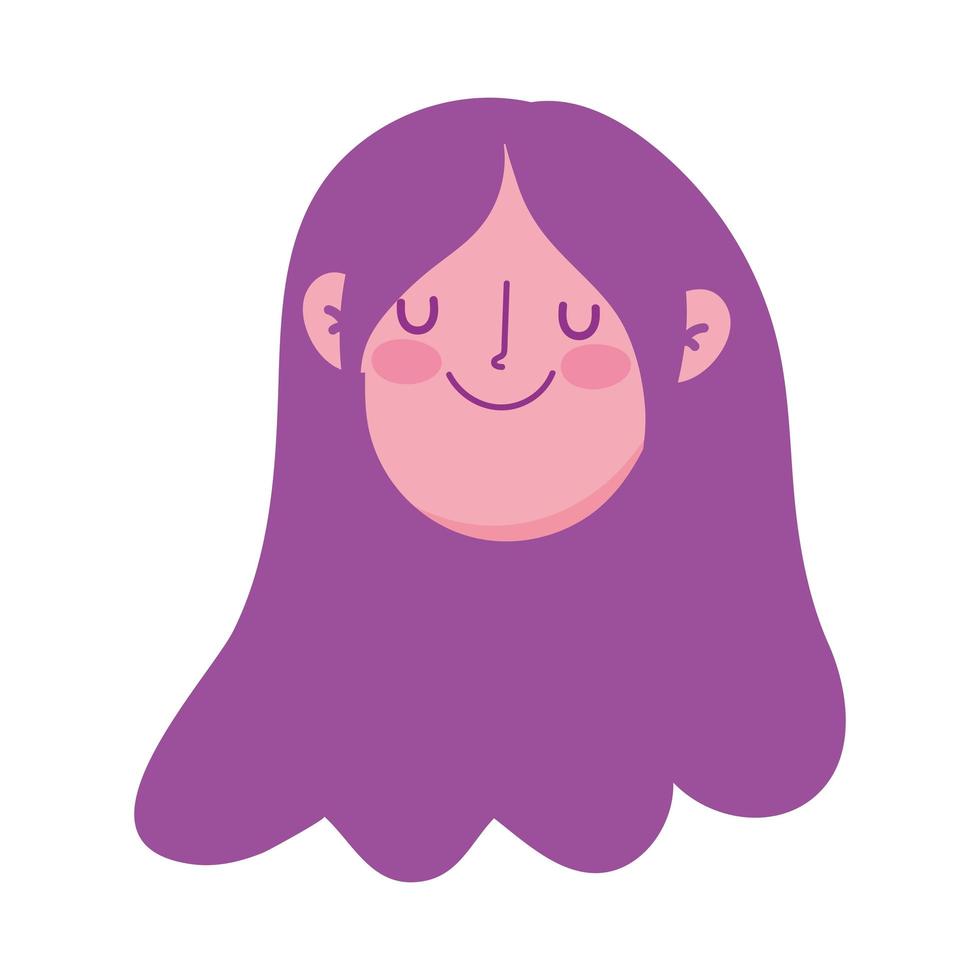 cara de niña personaje de dibujos animados icono aislado fondo blanco vector