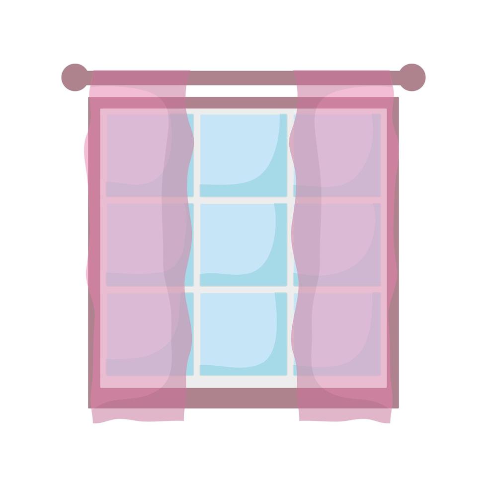 Cortina de marco de ventana decoración icono aislado fondo blanco. vector