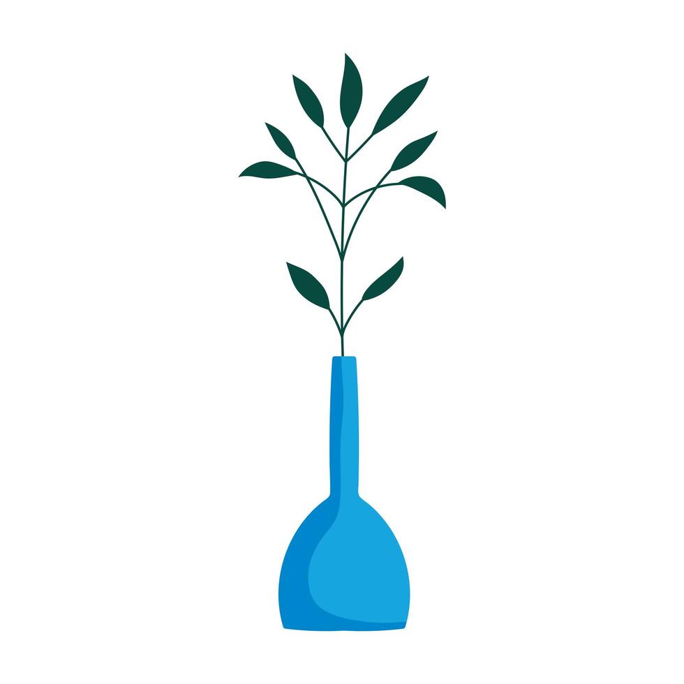 Plantas en florero icono aislado de decoración sobre fondo blanco. vector