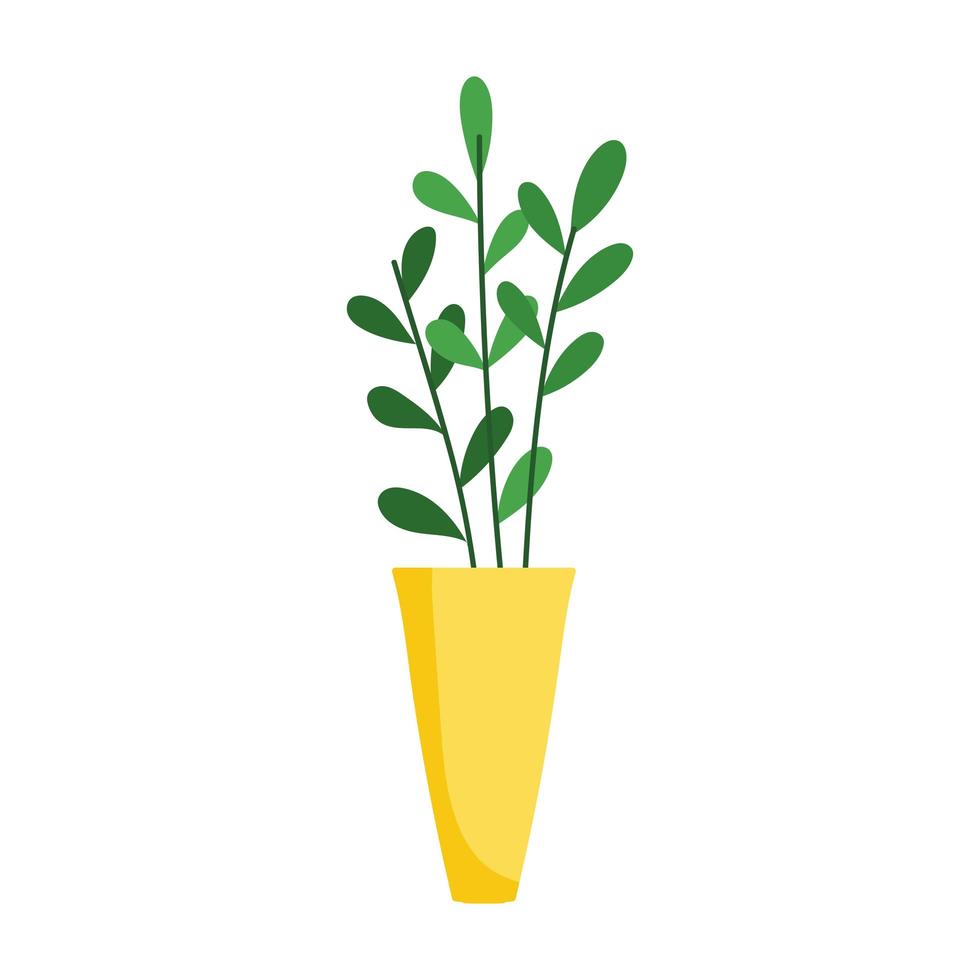 Plantas en florero icono aislado de decoración sobre fondo blanco. vector