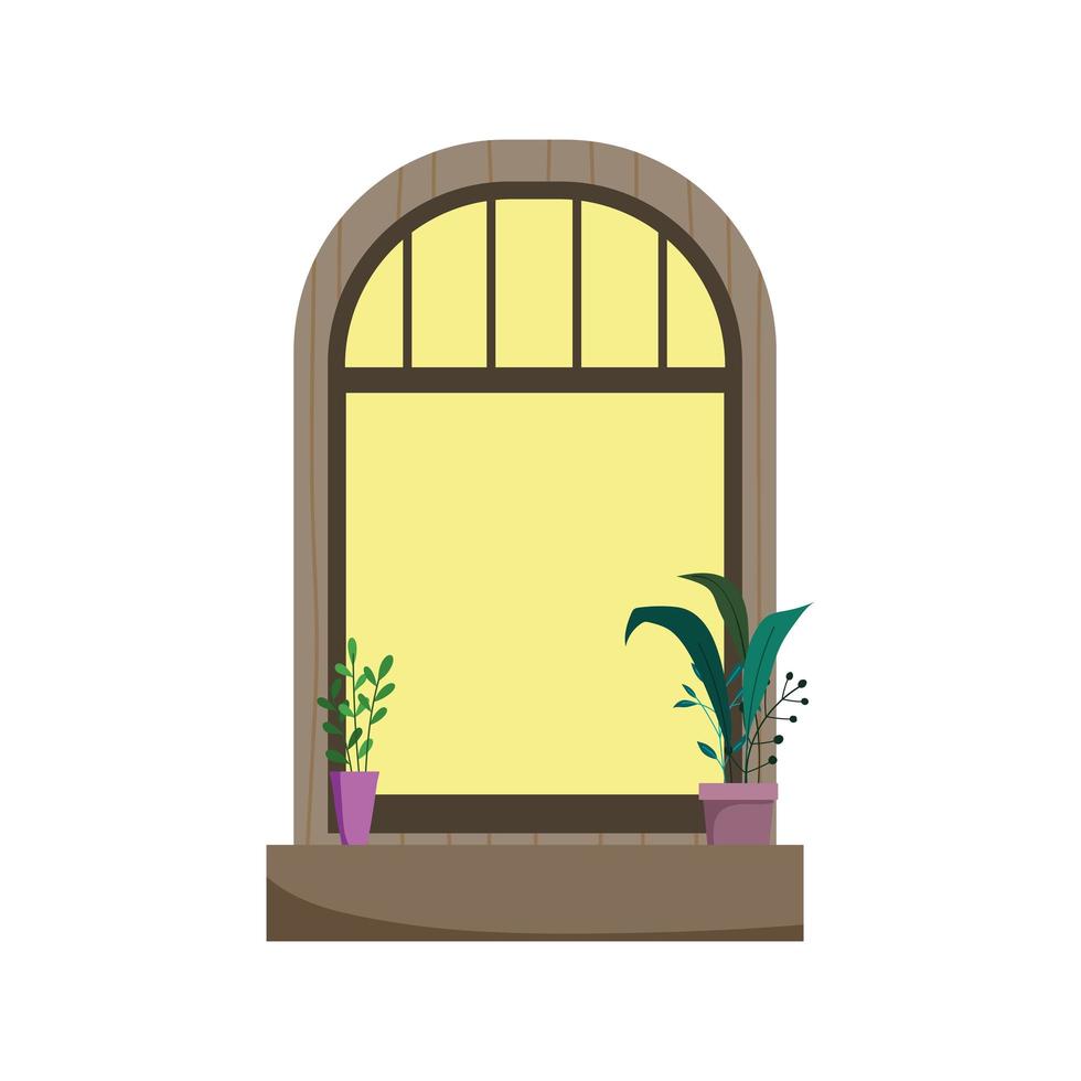 frame window potted plant isolated icon on white background vector