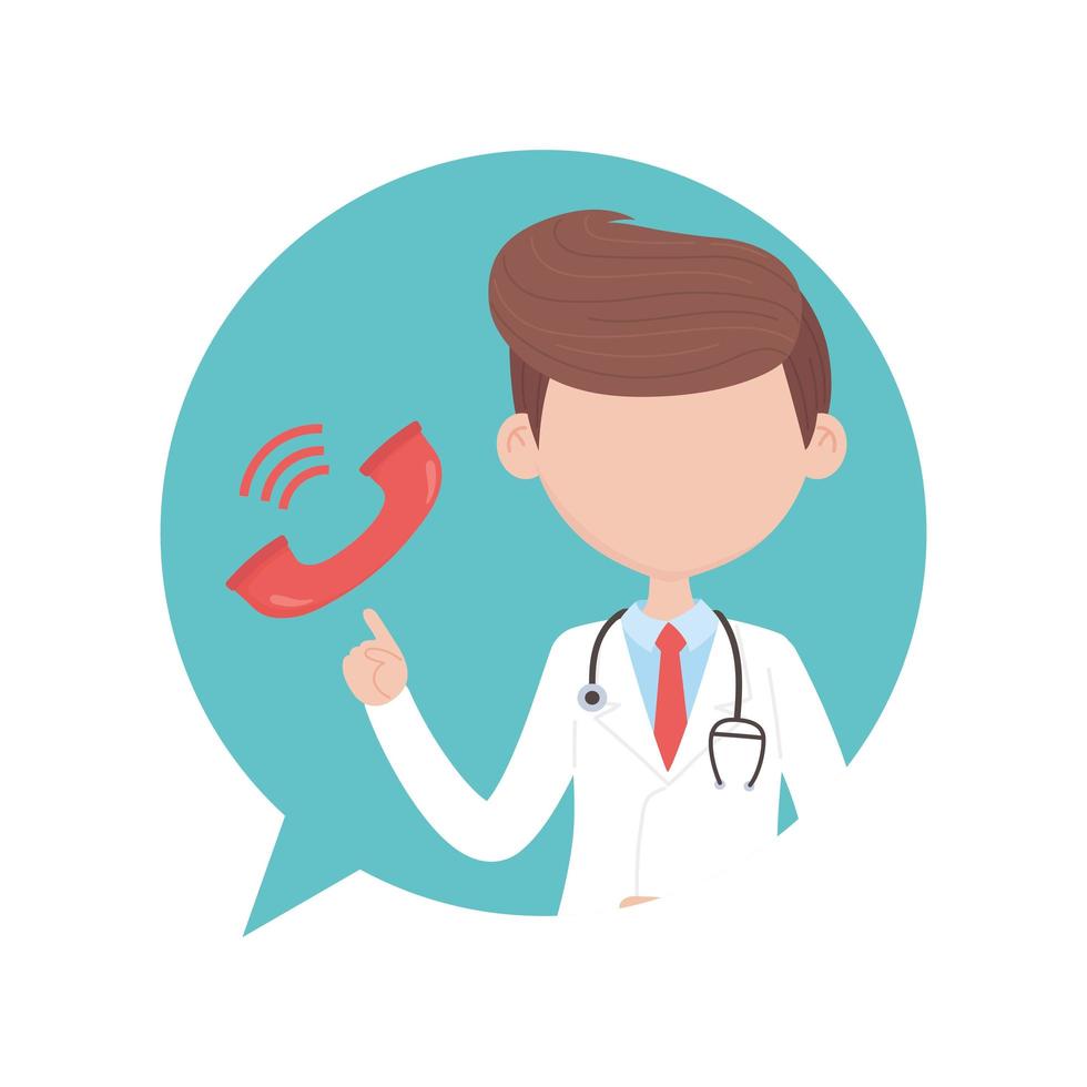 covid 19 coronavirus, doctor professional calling consultation, isolated icon vector