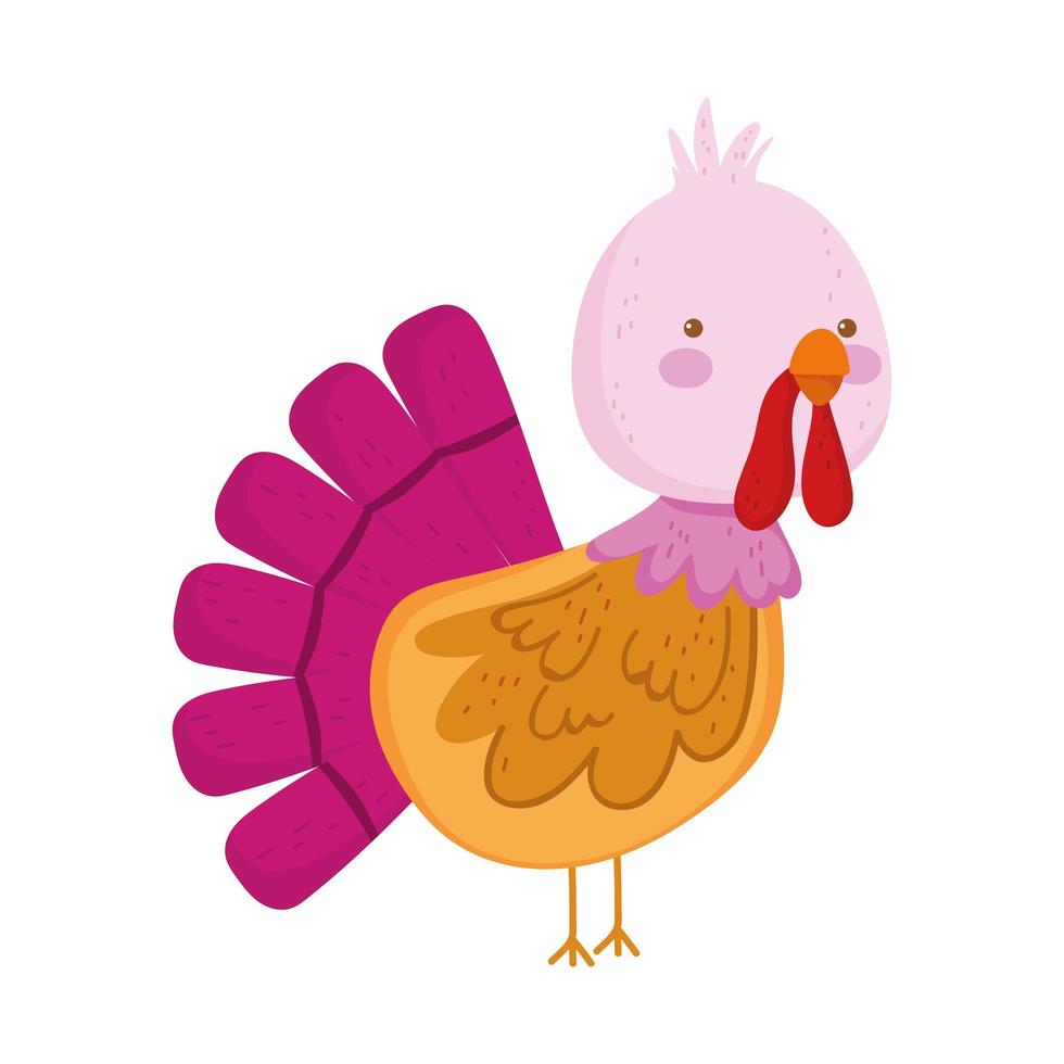 turkey cartoon farm animal isolated icon on white background vector