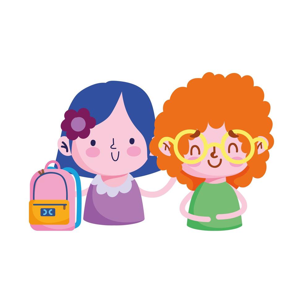 Girls kids with bag vector design