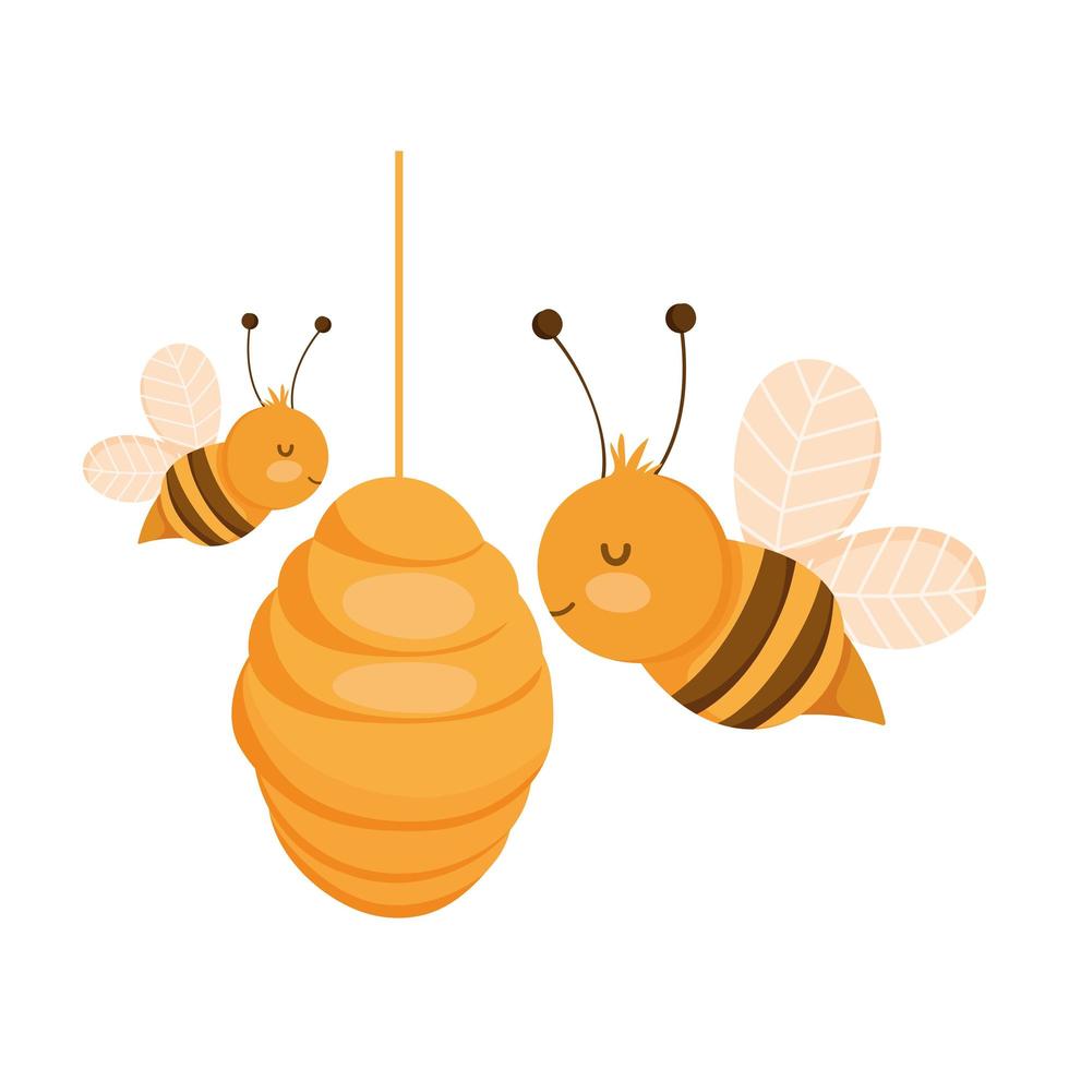 bees in the hive farm animal isolated icon on white background vector