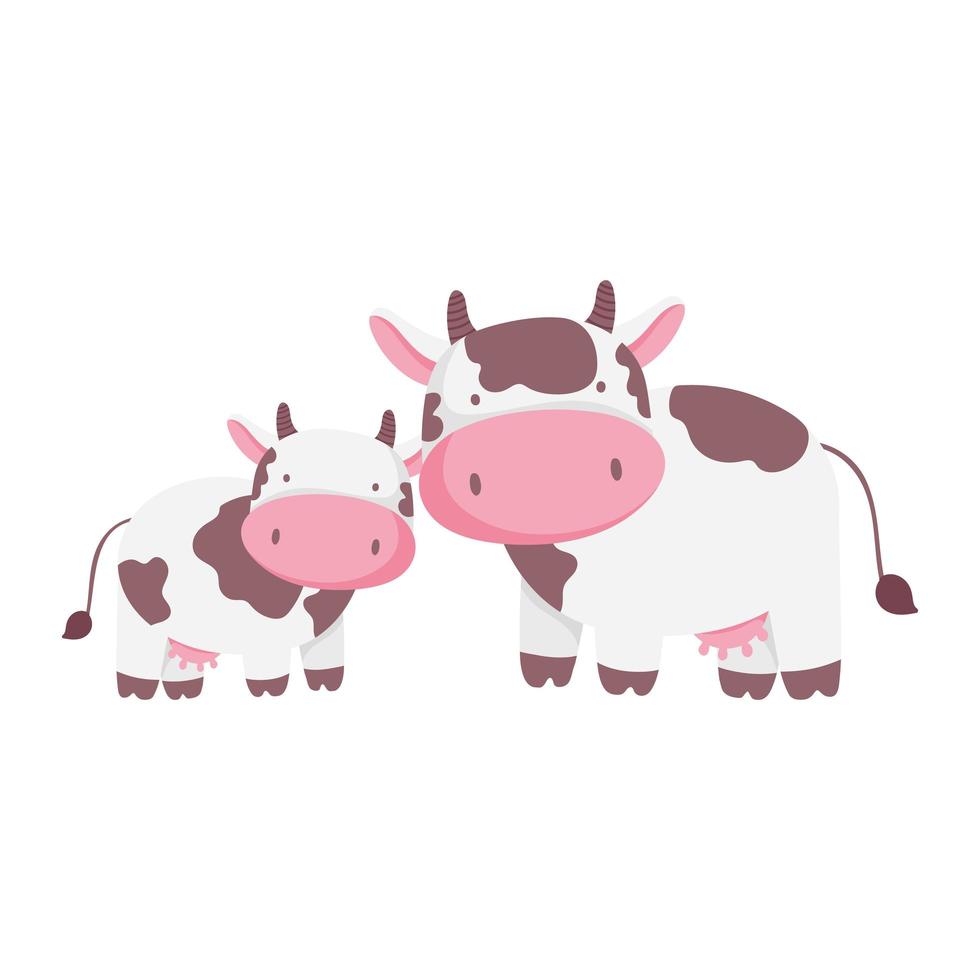 cows cattle livestock farm animal cartoon isolated icon on white background vector