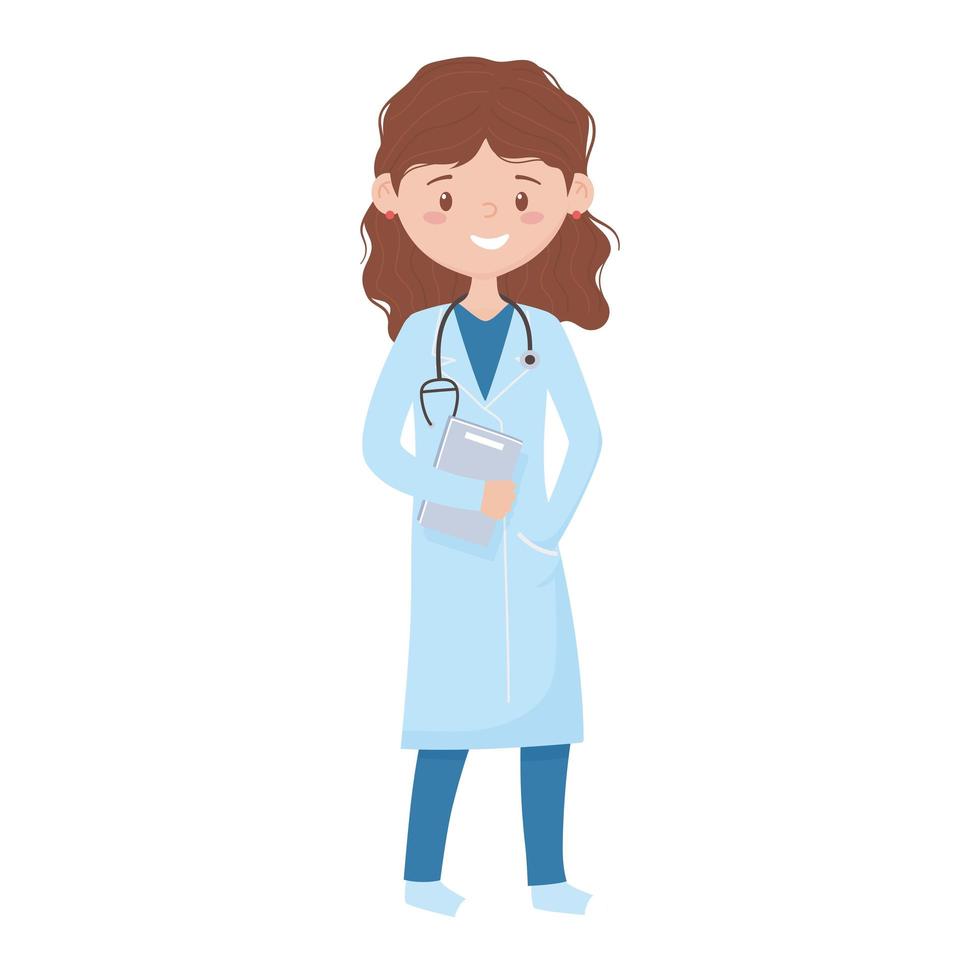 Isolated woman doctor with uniform and document vector design