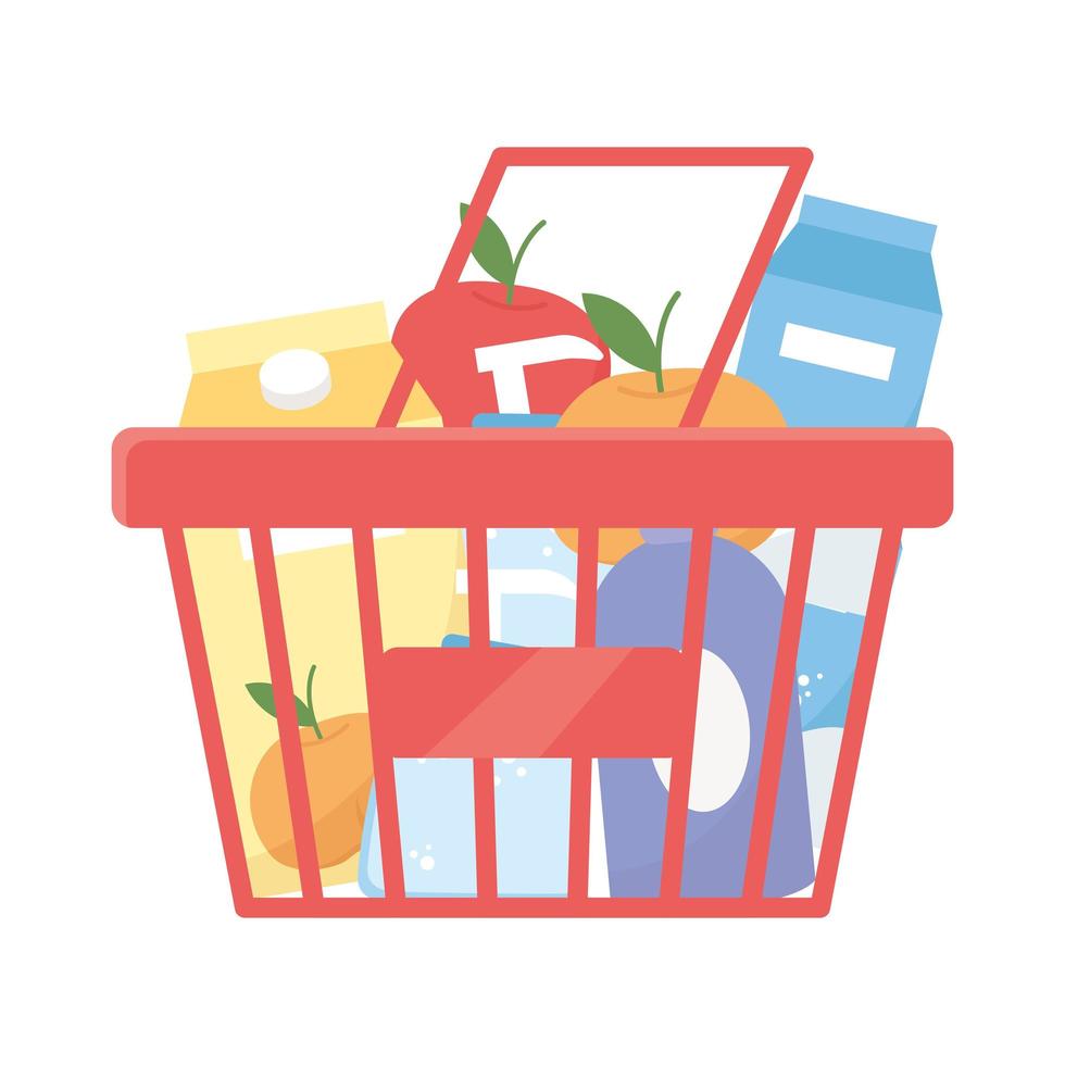 Isolated shopping basket with products vector design