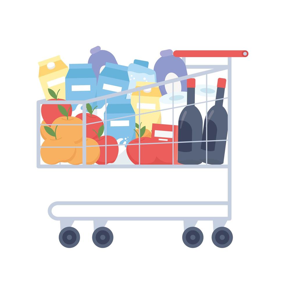 Isolated shopping cart with products vector design