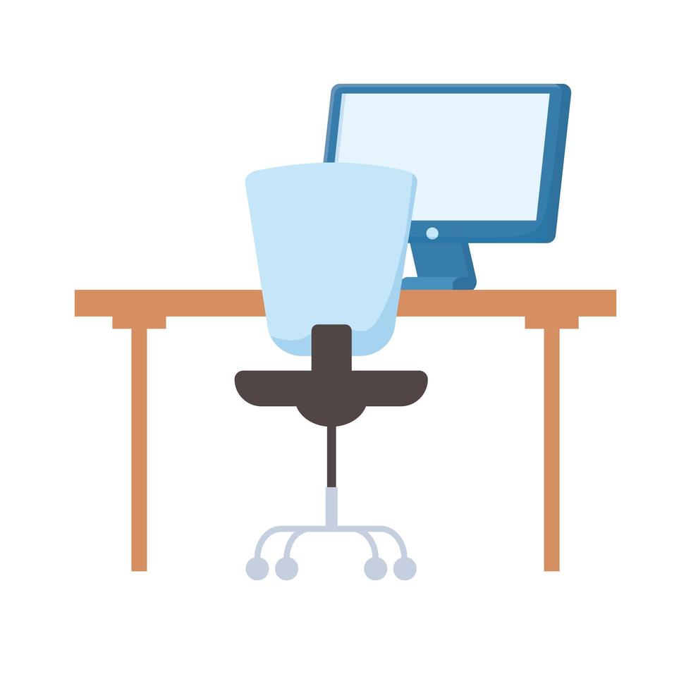 Isolated office chair desk and computer vector design