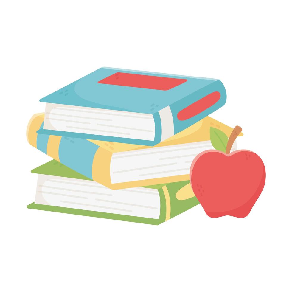 Isolated school books and apple vector design