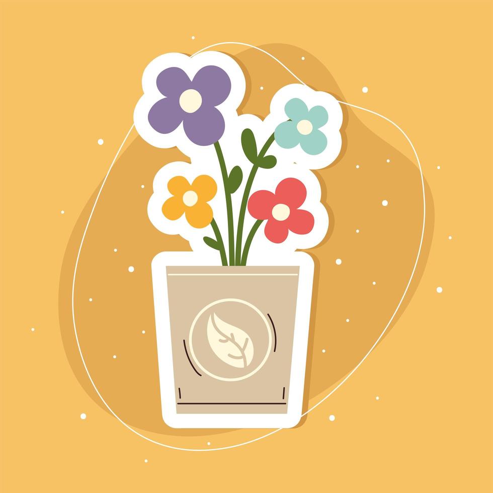 ecología flores en maceta vector