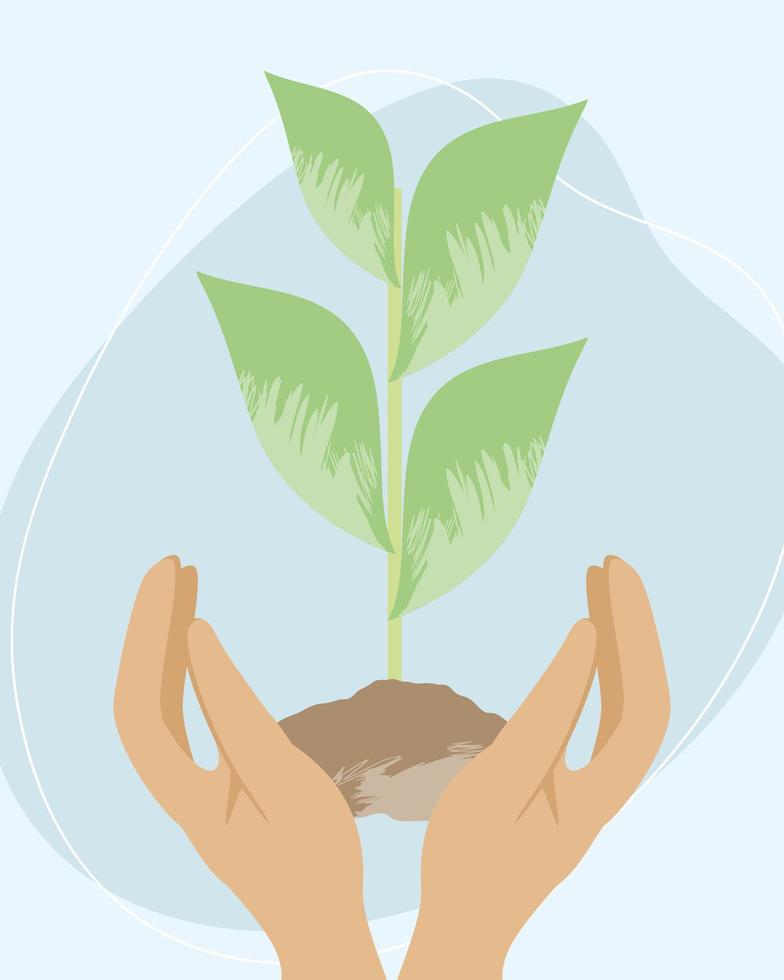 hand lifting nature plant vector