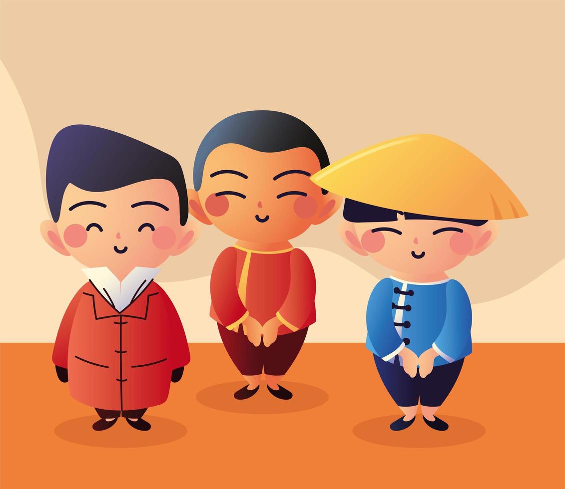 asian group men vector