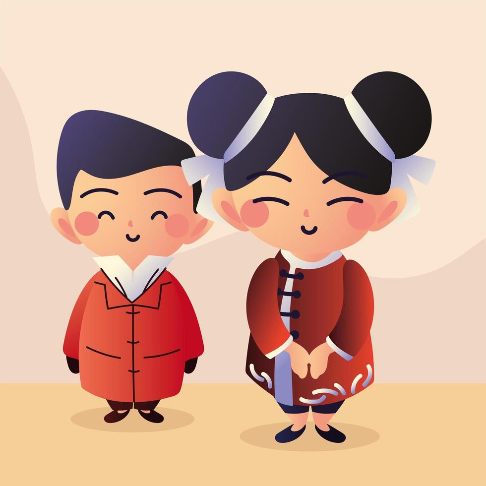 asian couple smiling vector