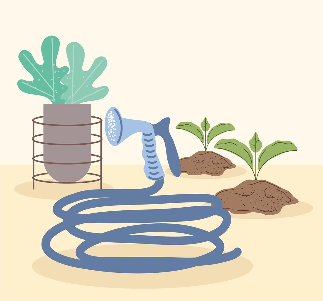 garden plants and hose vector