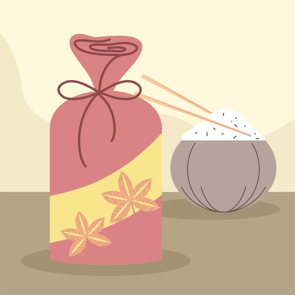 korean gift and rice vector