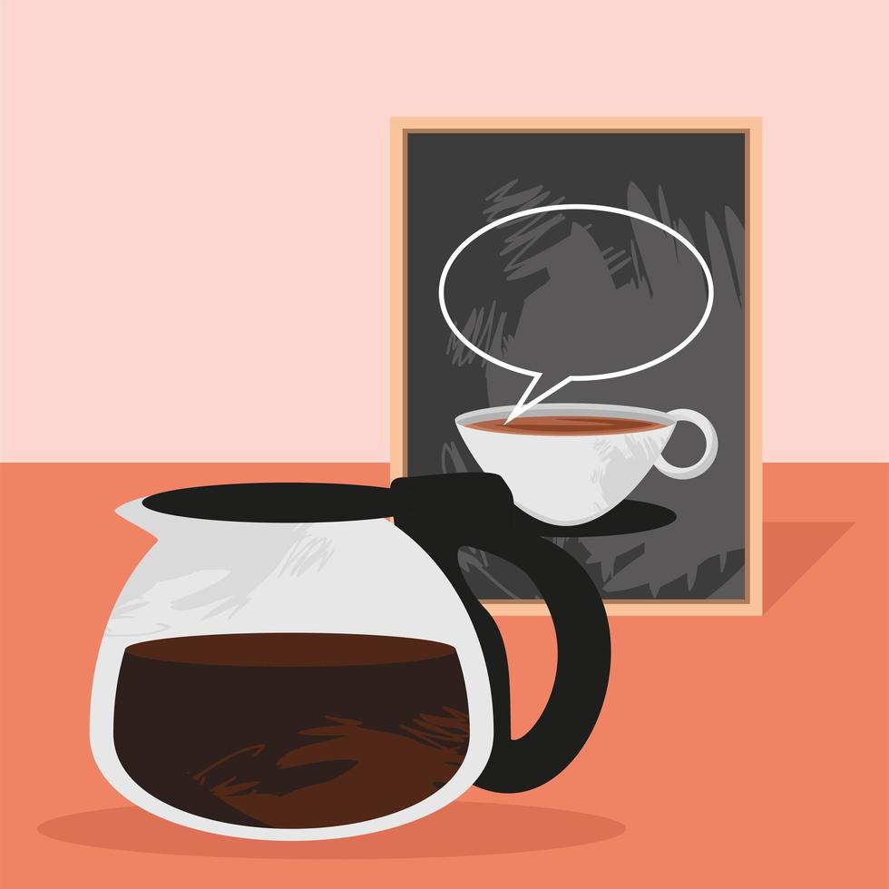 coffee pot with chalkboard vector