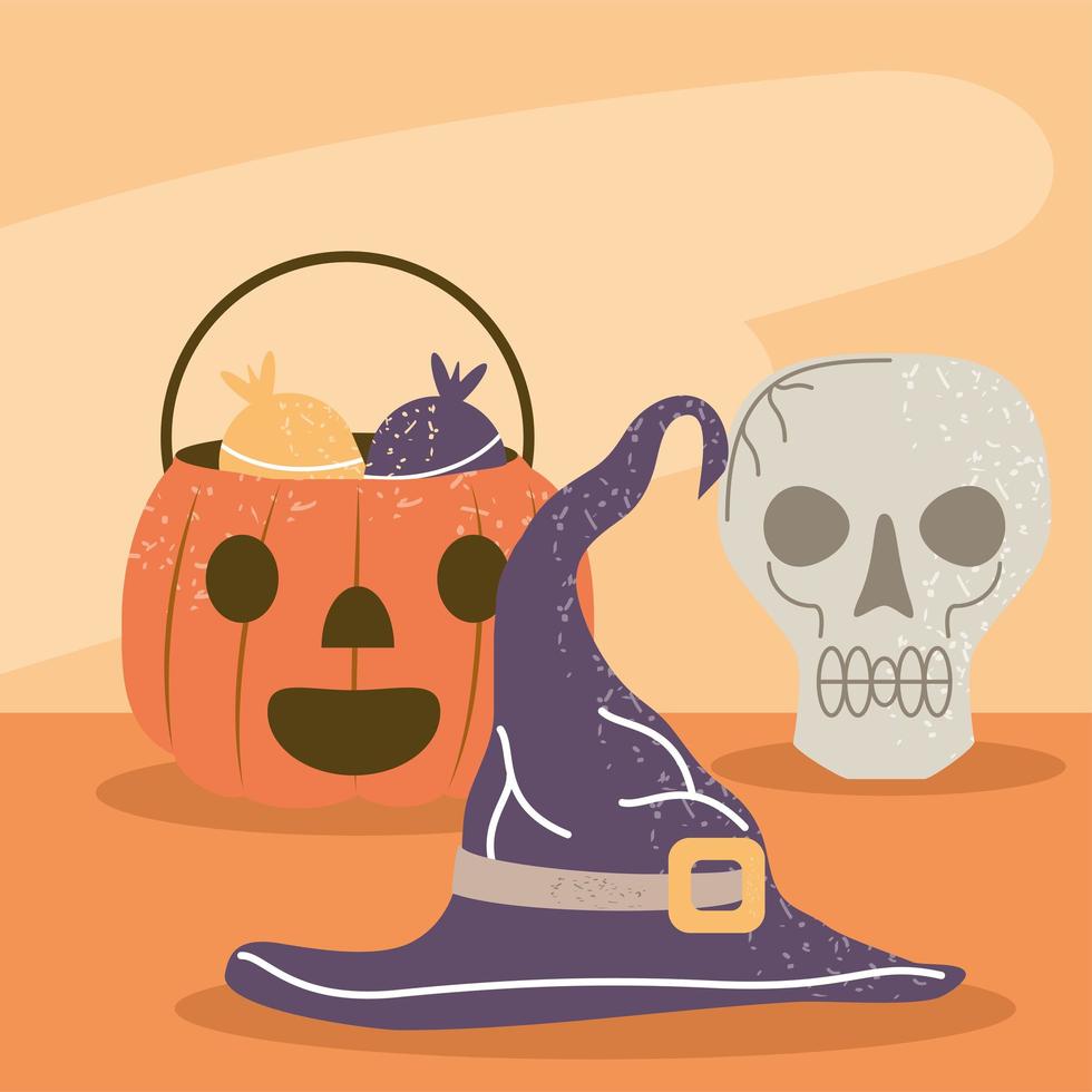 halloween skull pumpkin vector