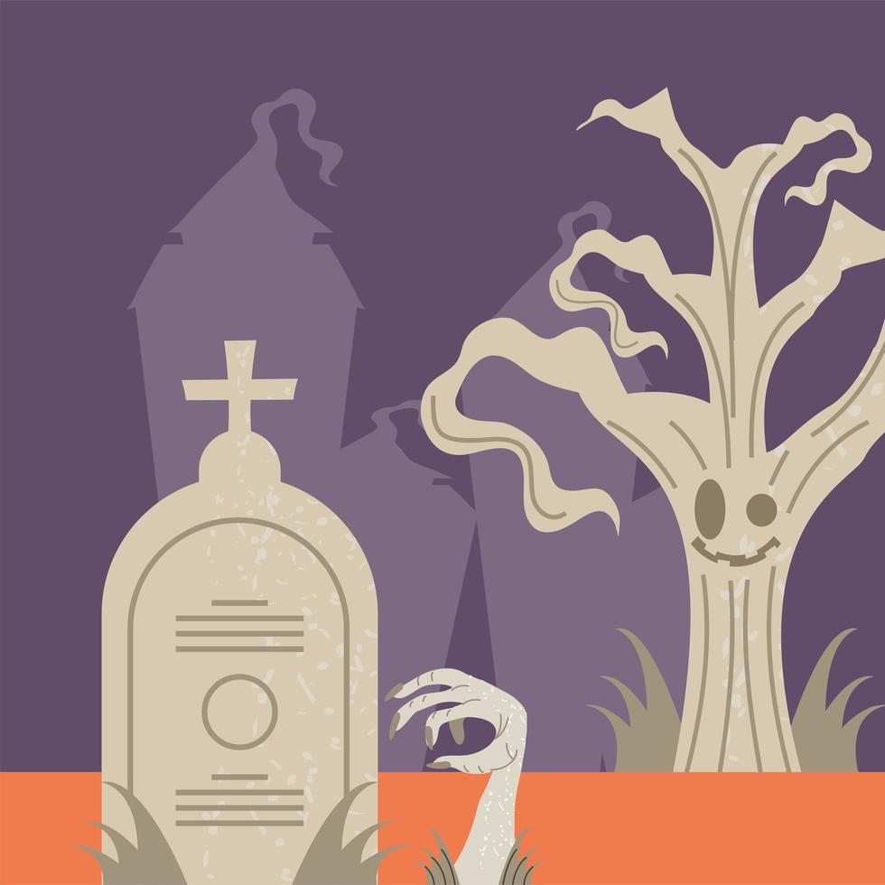halloween hand and gravestone vector