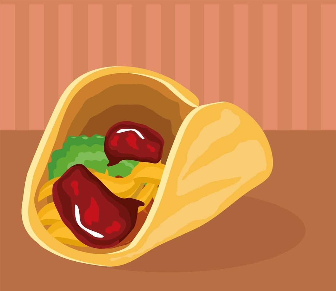 taco with guacamole vector