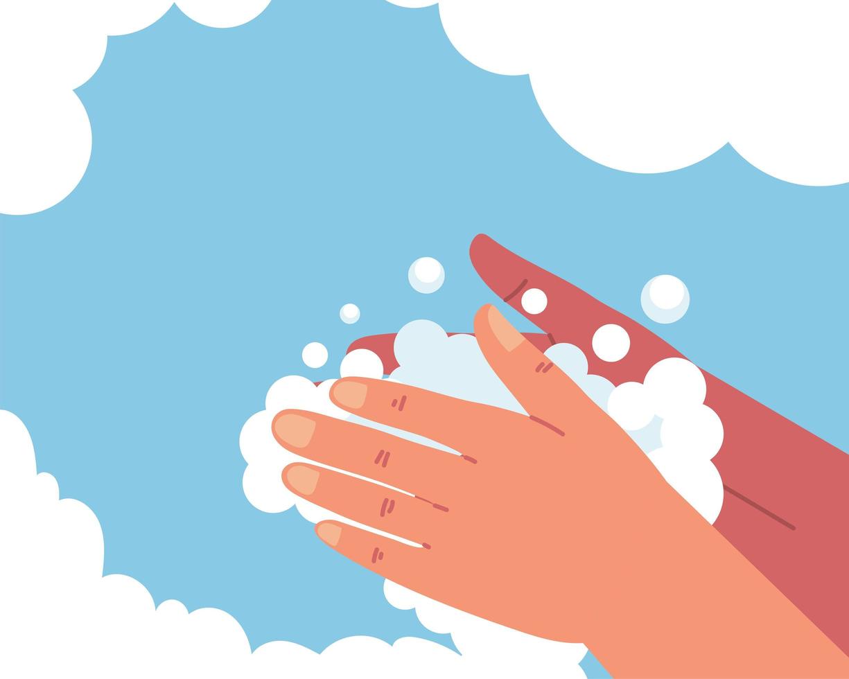 handwashing with soapy water vector