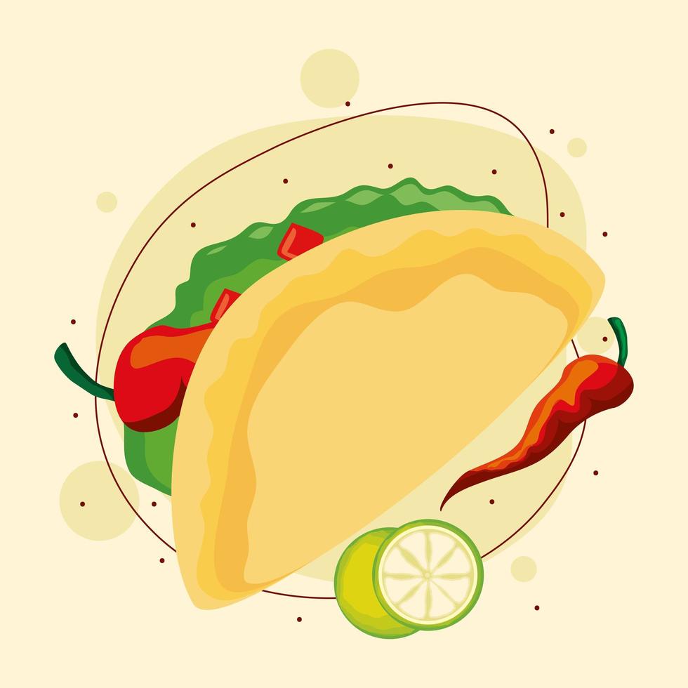 taco con guacamole vector