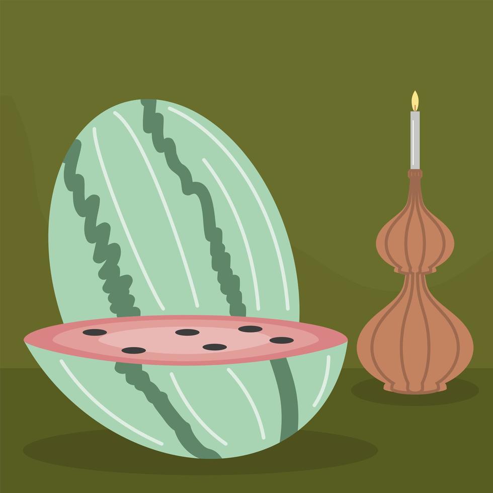 watermelon and candle vector