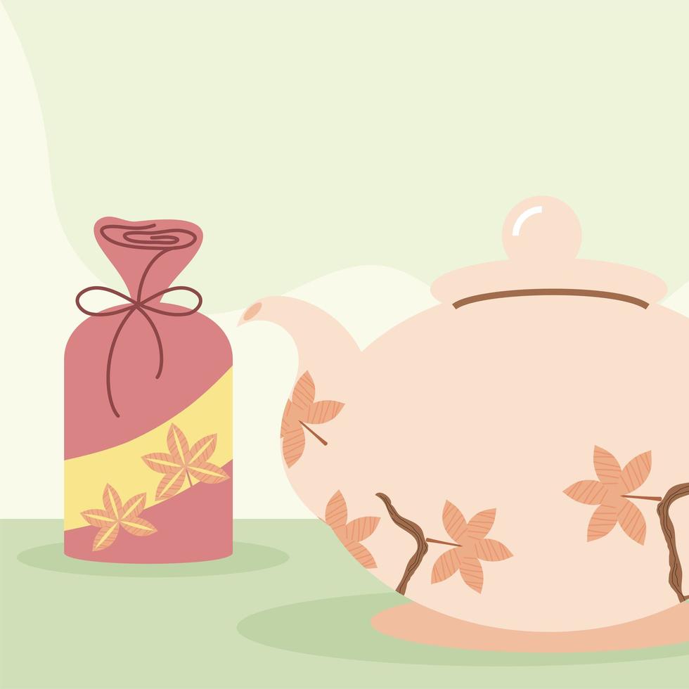 korean gift and teapot vector