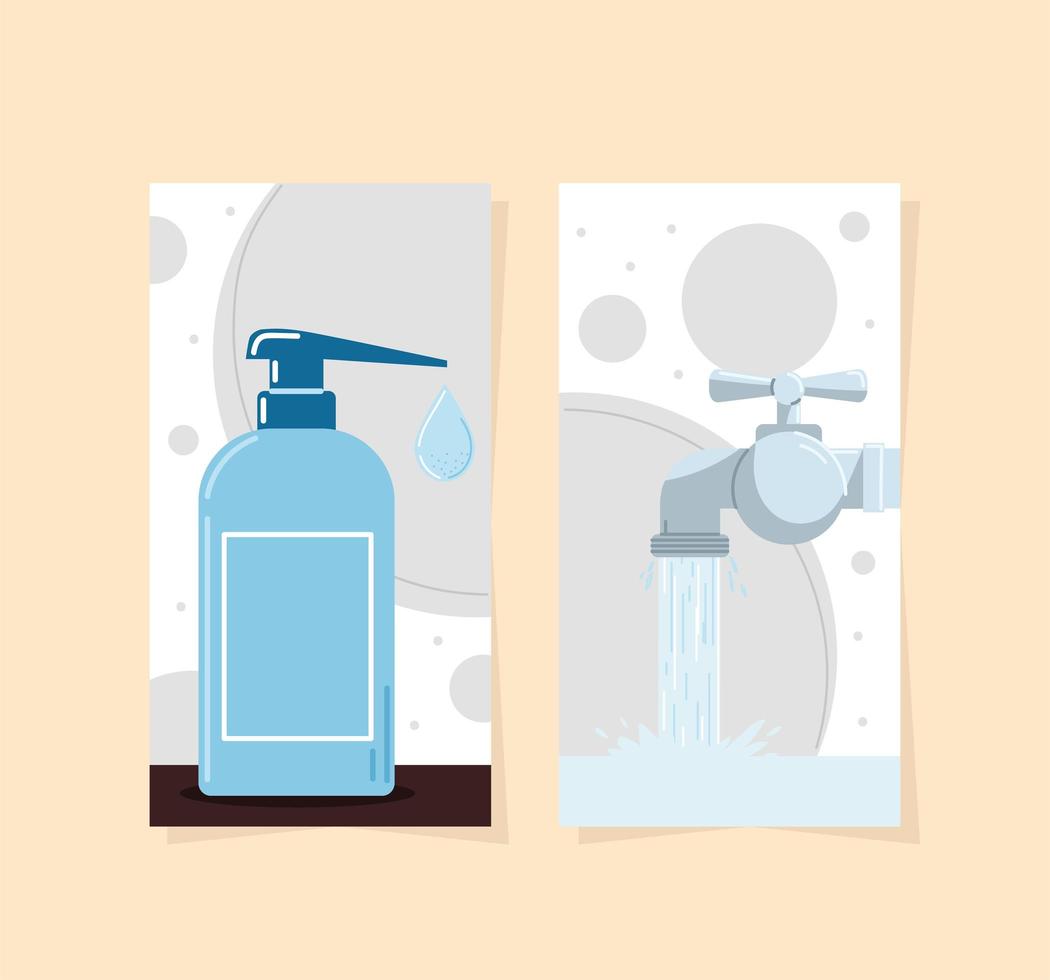 sanitizer gel and water vector