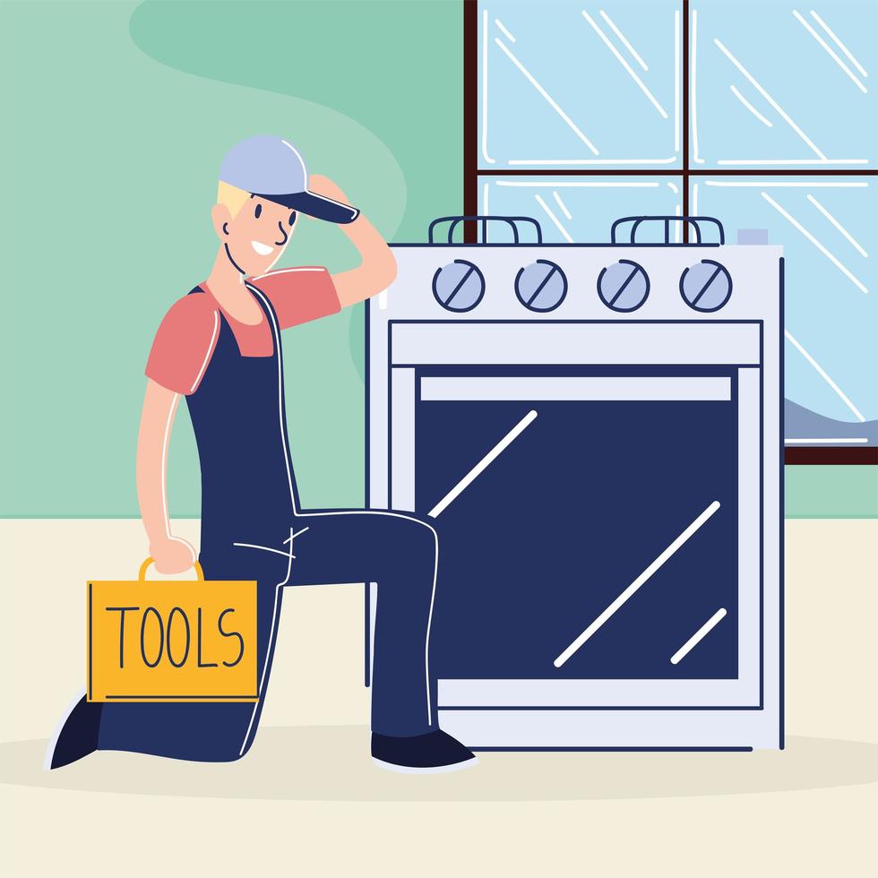 technical man with stove vector