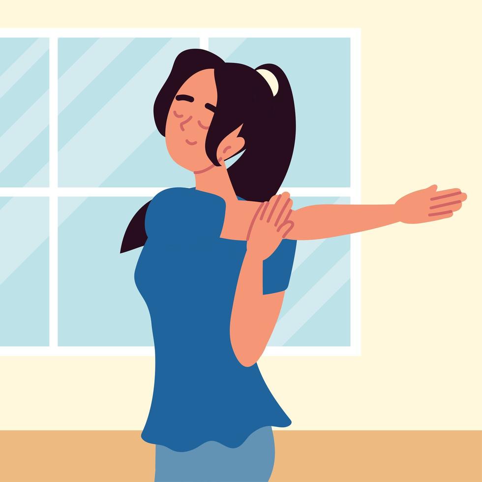 woman making stretching vector