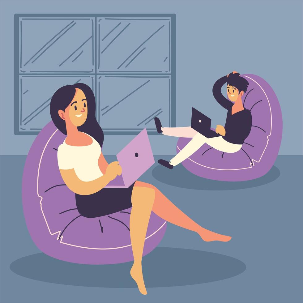 freelancers working at home vector