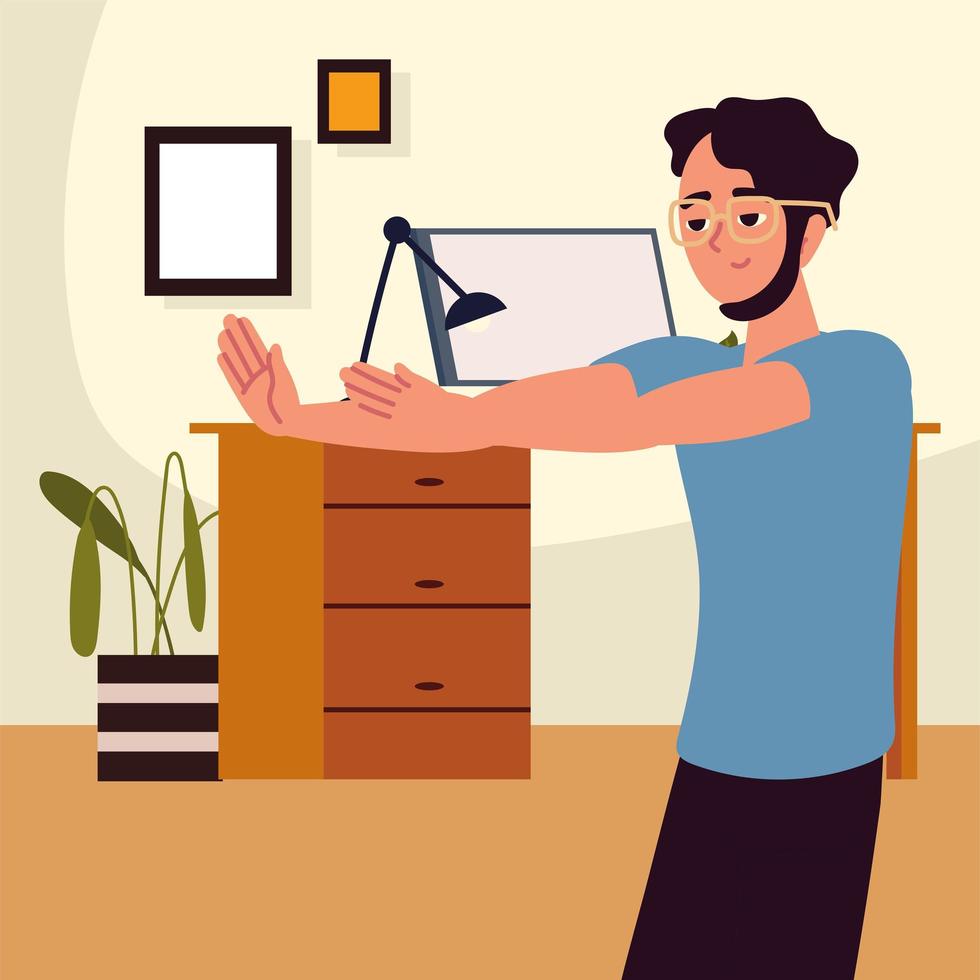 man exercising at office vector