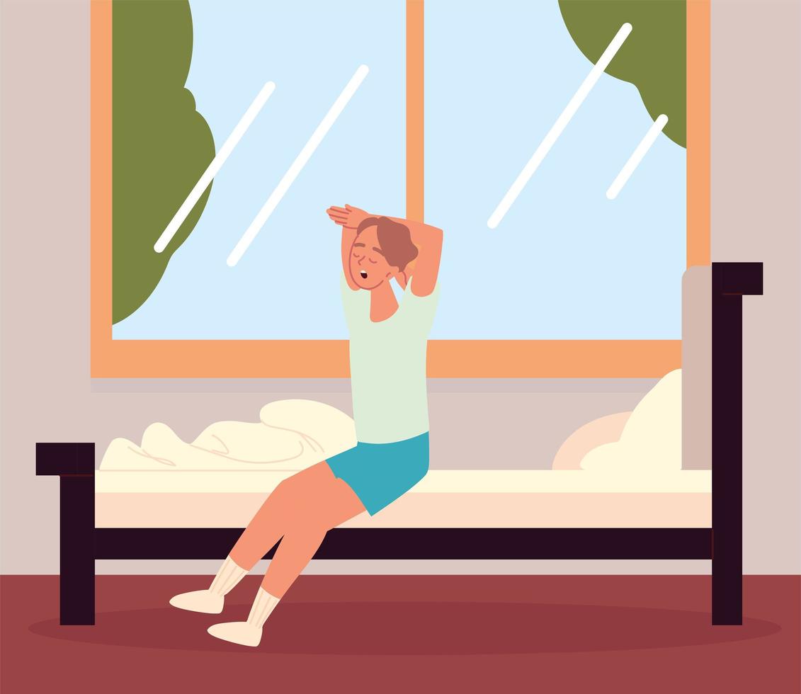 boy waking up vector