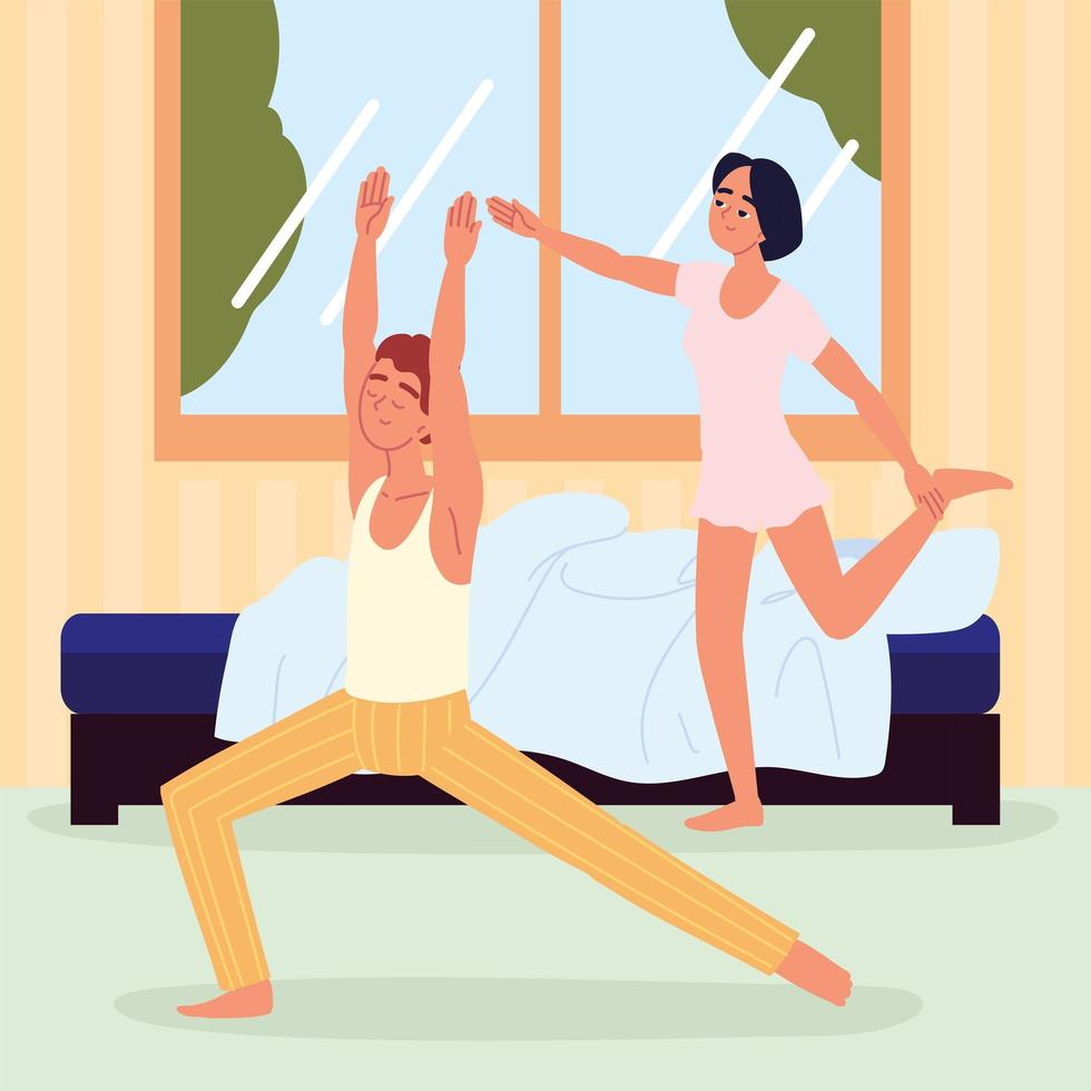 couple making morning routine vector