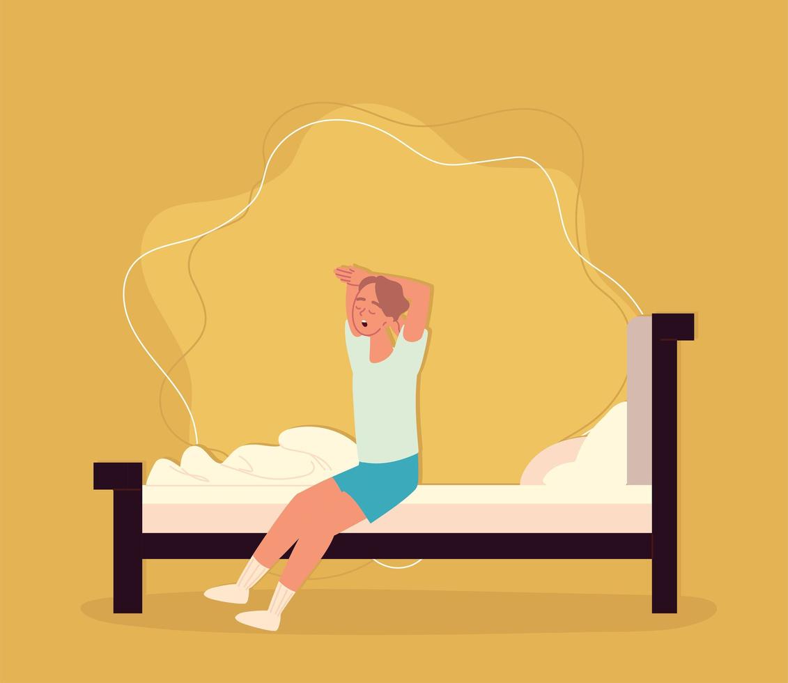 man waking up vector