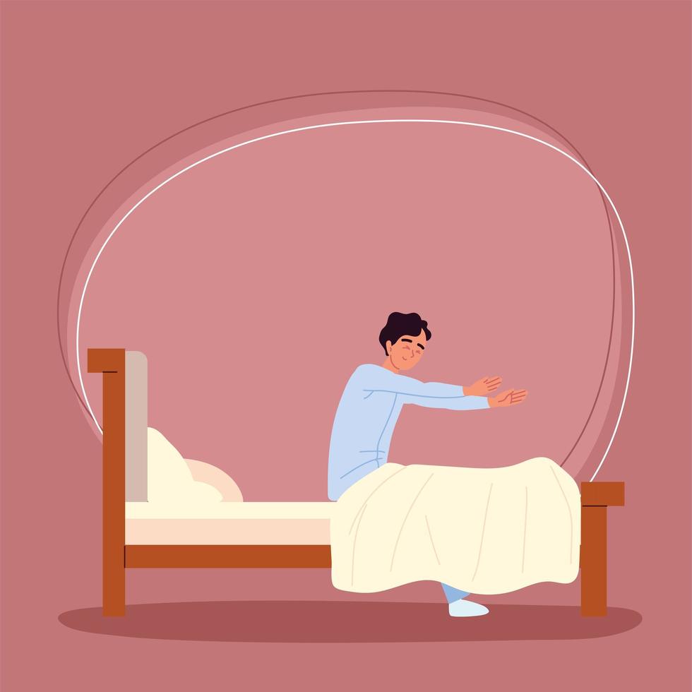 man wakes after sleep vector