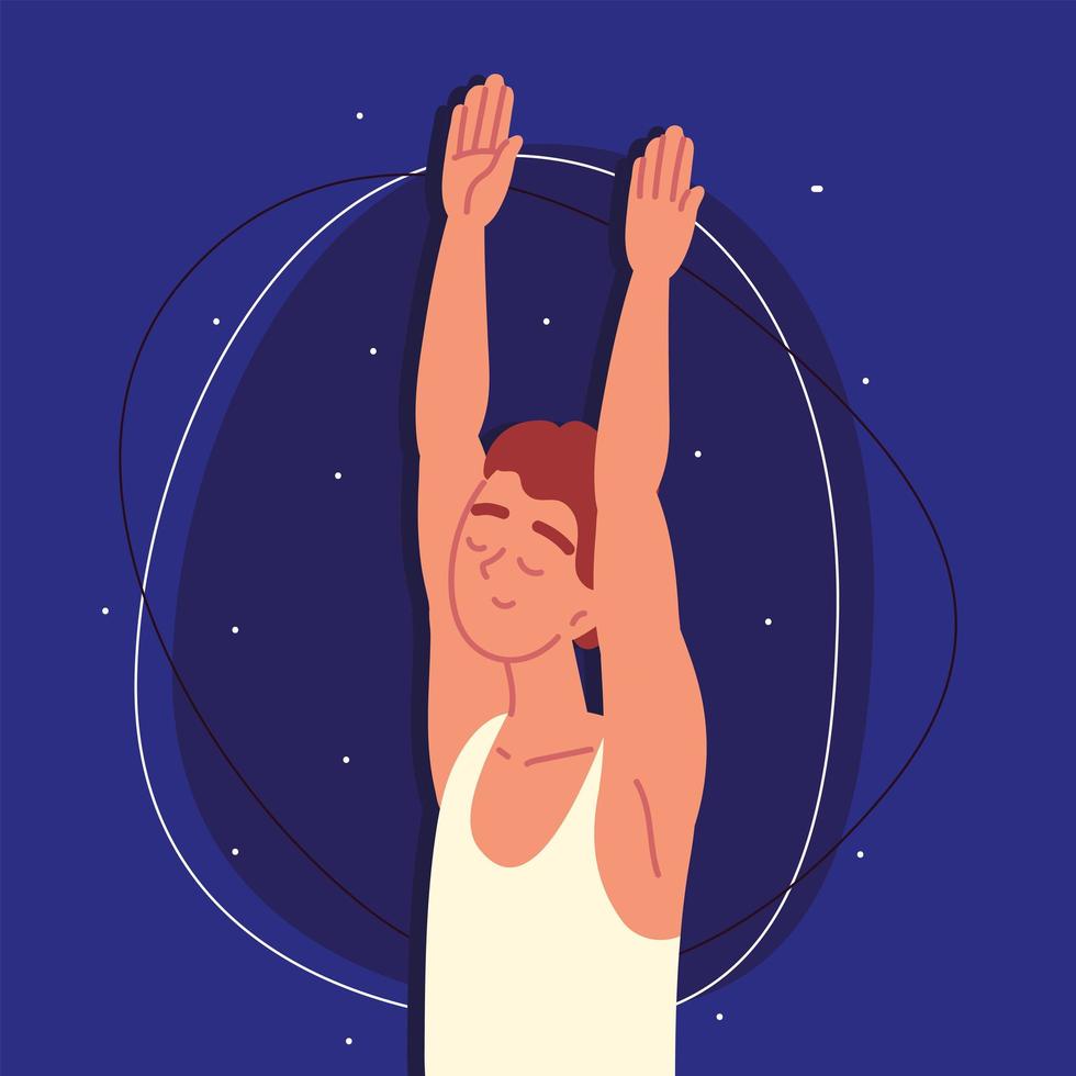 young man arms up vector