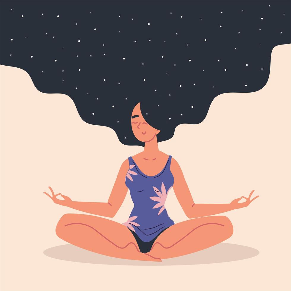 woman relaxing and meditating vector