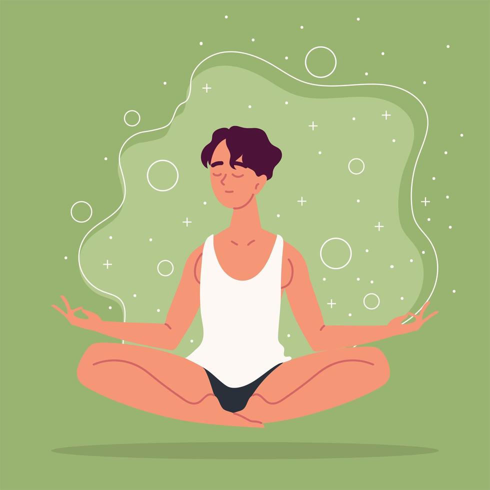 young man in lotus pose vector