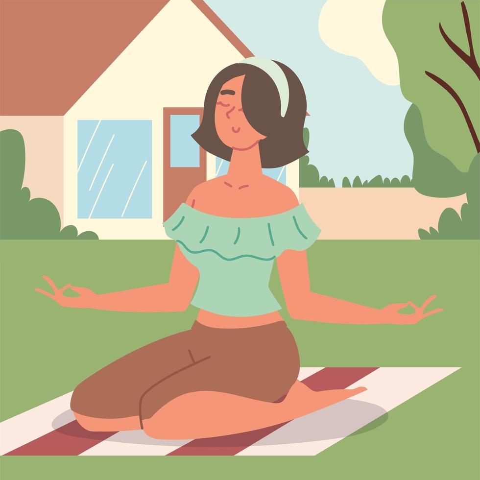 relaxing woman meditating vector