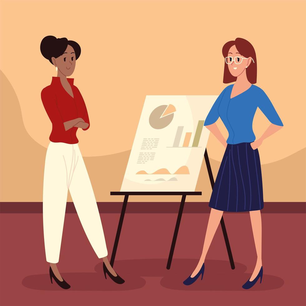 women discussing report vector